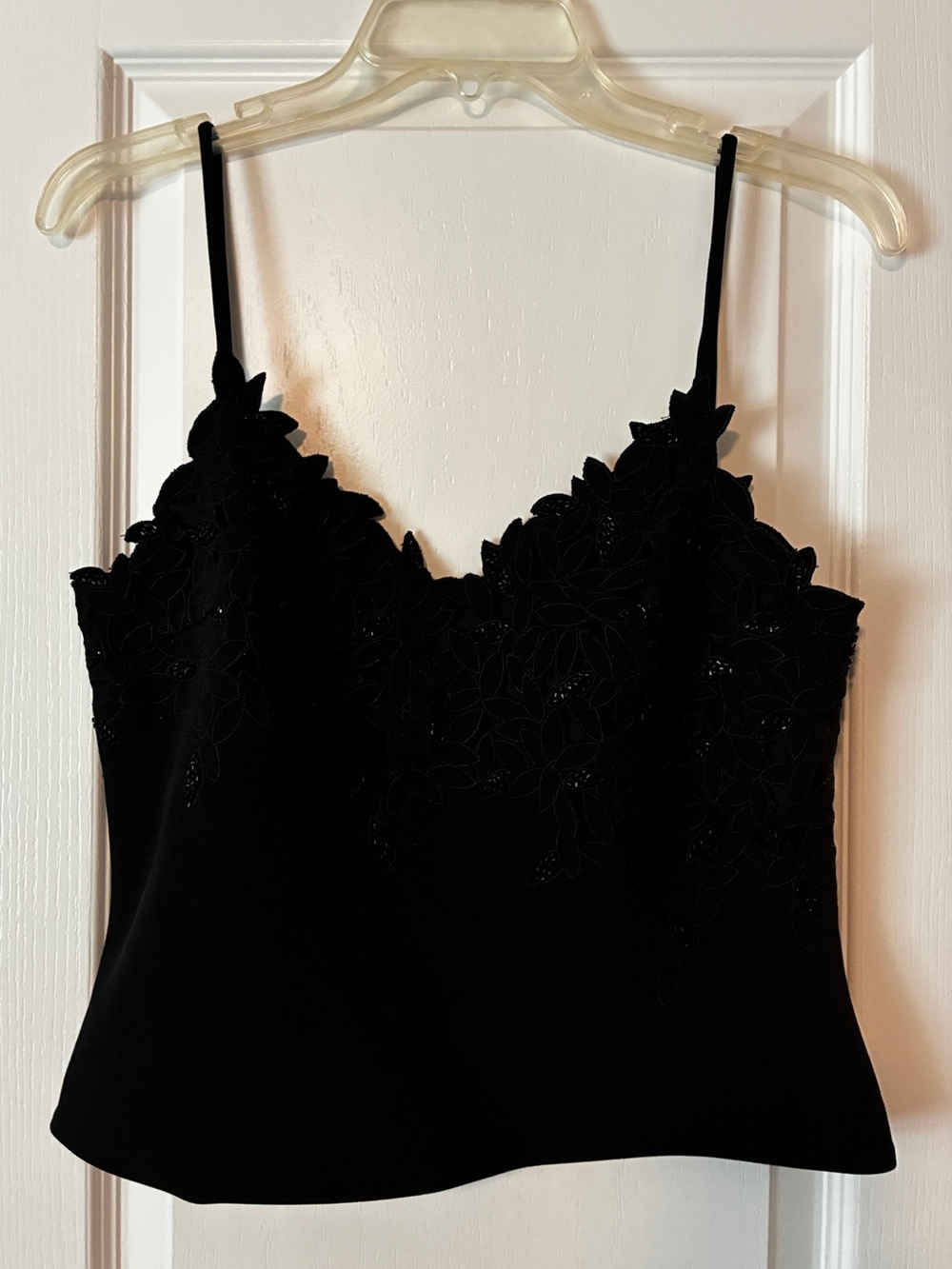Basix II Black Lace-Trim Cropped Camisole Top